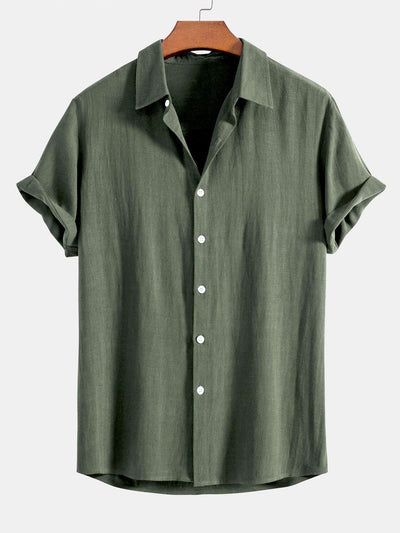 Darin | Linen and viscose blend shirt with buttons and straight linen pants