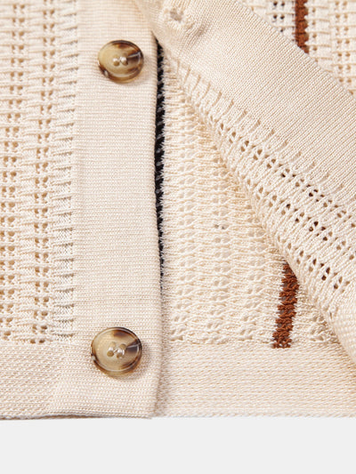Oscar | CROCHET STRIPED SHIRT WITH BUTTONS & STRAIGHT LEG LINEN PANTS