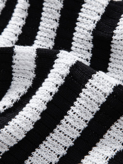 Neal | Crochet Stripe Gradient Shoulder Shirt & Straight Leg Linen Pants
