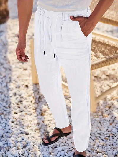 Yves | WIDE-LEG LINEN PANTS WITH DRAWSTRING