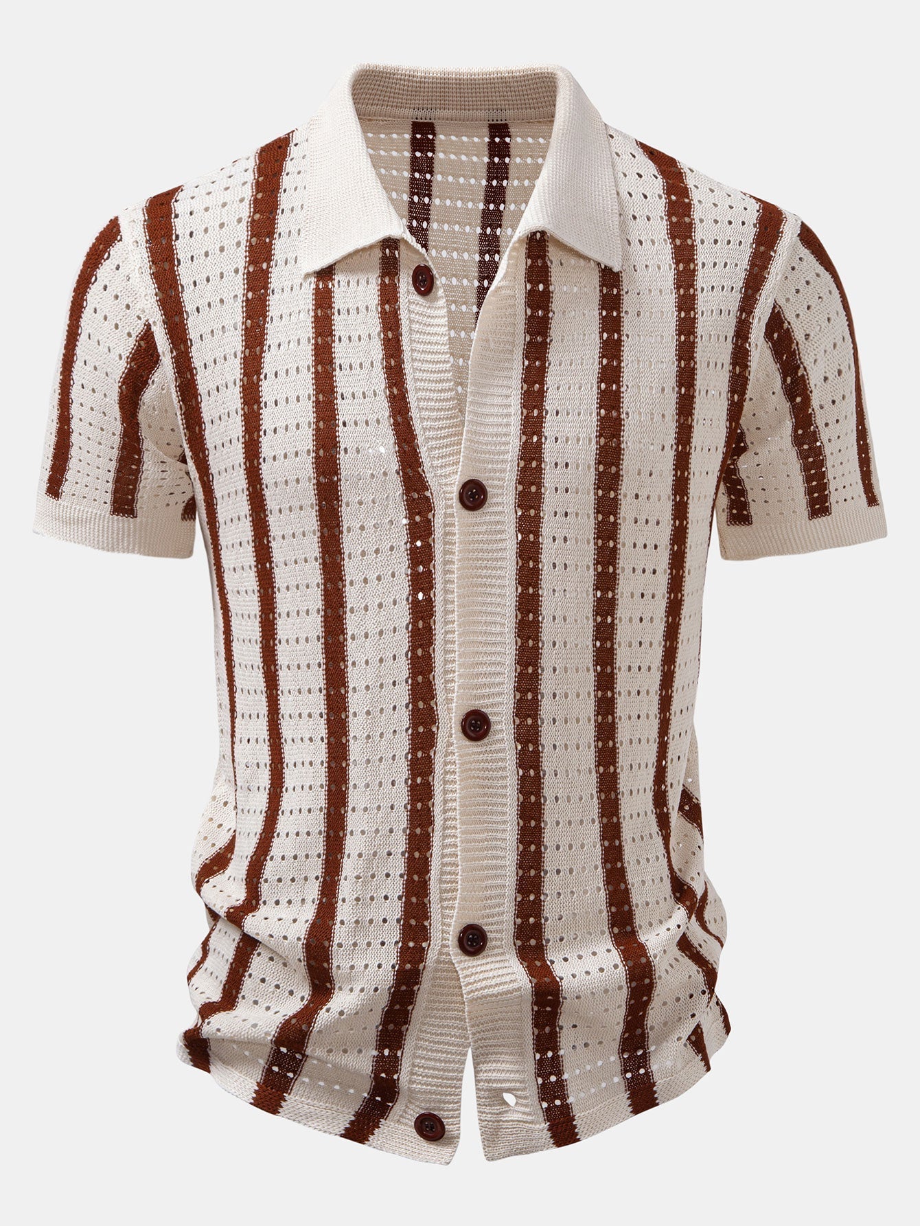 Pedro | STRIPED SHIRT WITH KNITTED EYELET & STRAIGHT LEG LINEN PANTS