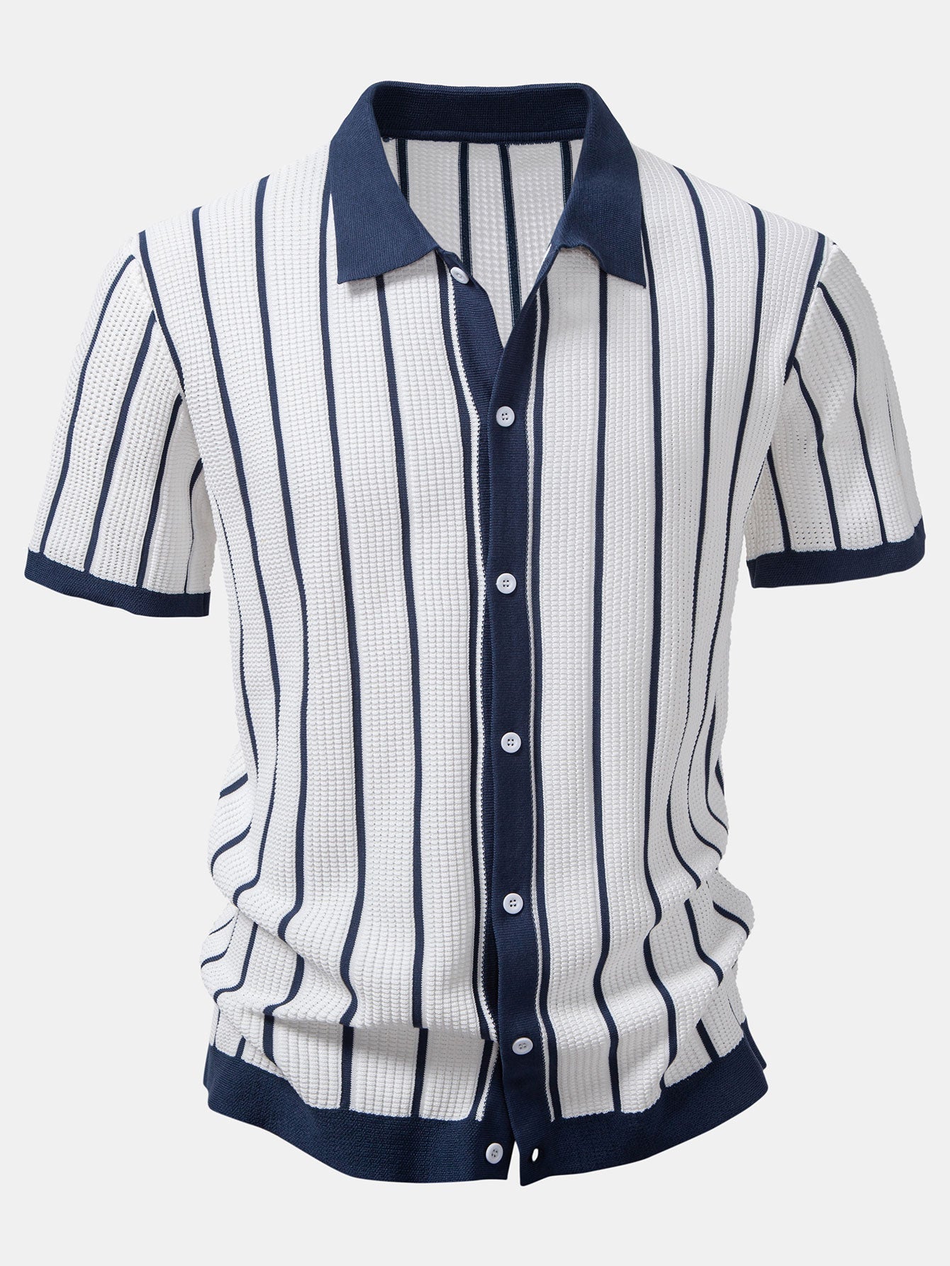 Peter | STRIPED KNIT BUTTON-DOWN SHIRT & STRAIGHT LINEN PANTS
