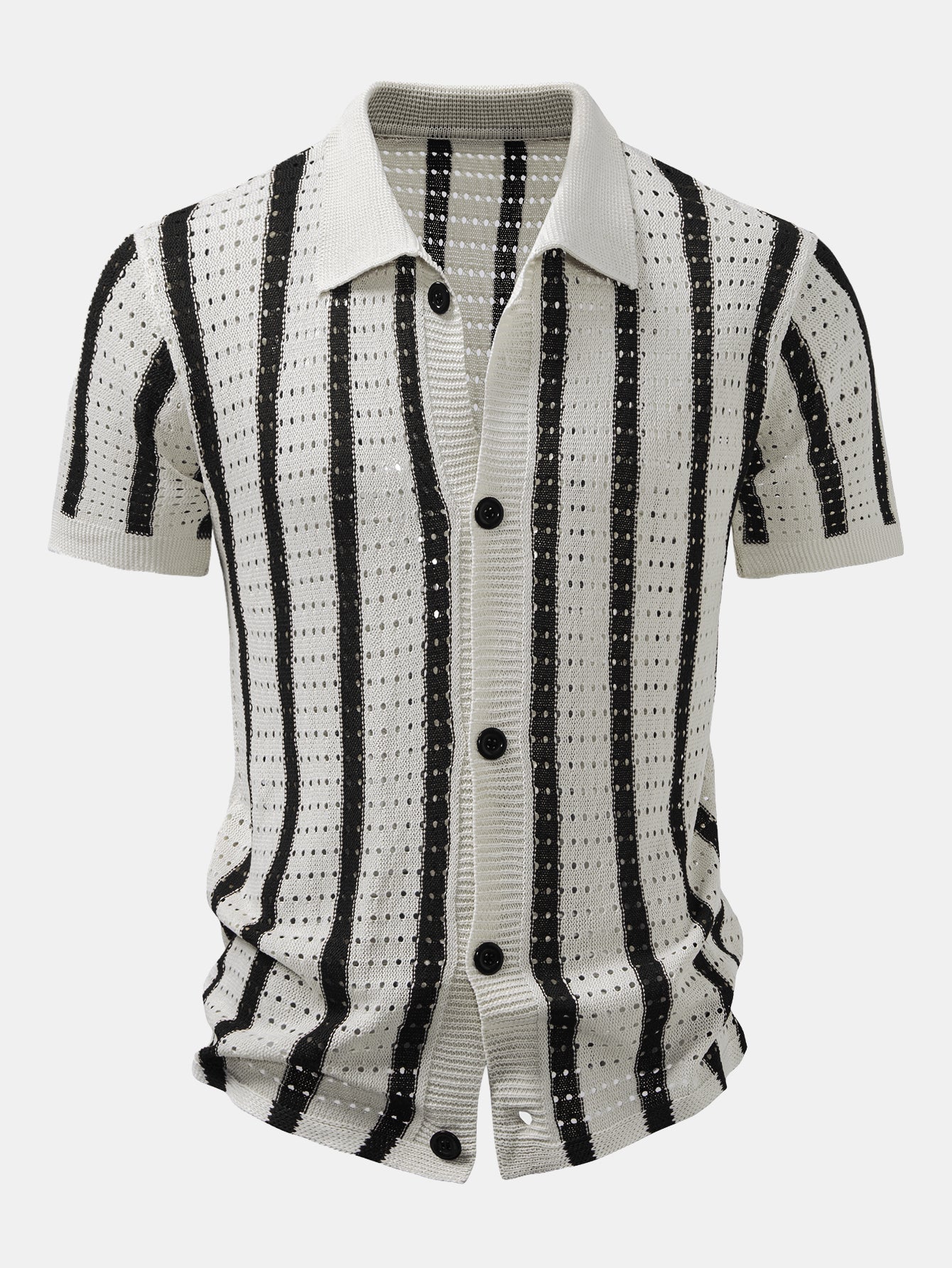 Pedro | STRIPED SHIRT WITH KNITTED EYELET & STRAIGHT LEG LINEN PANTS
