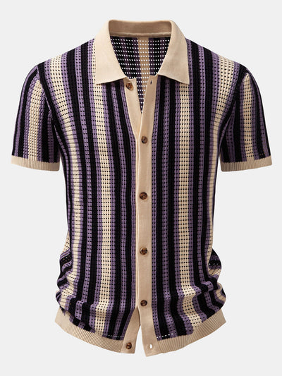 Pat | STRIPED SHIRT WITH CROCHET EYELETS