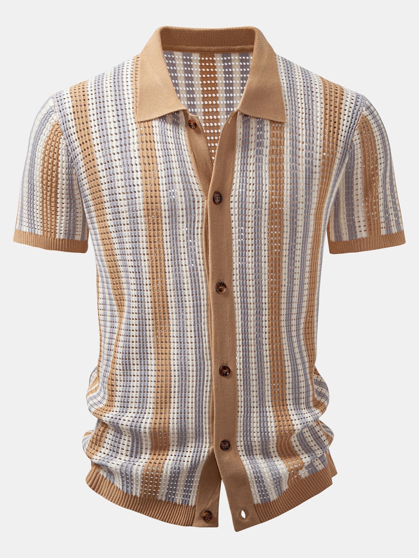 Pat | STRIPED SHIRT WITH CROCHET EYELETS