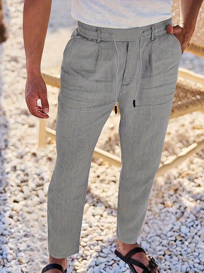 Yves | WIDE-LEG LINEN PANTS WITH DRAWSTRING