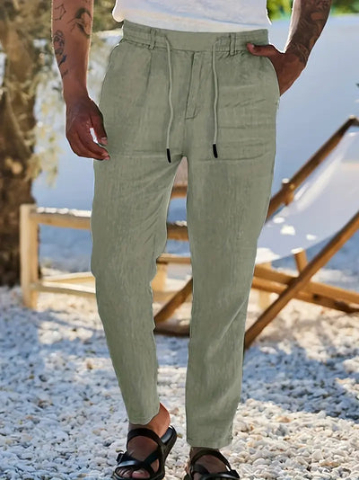 Yves | WIDE-LEG LINEN PANTS WITH DRAWSTRING