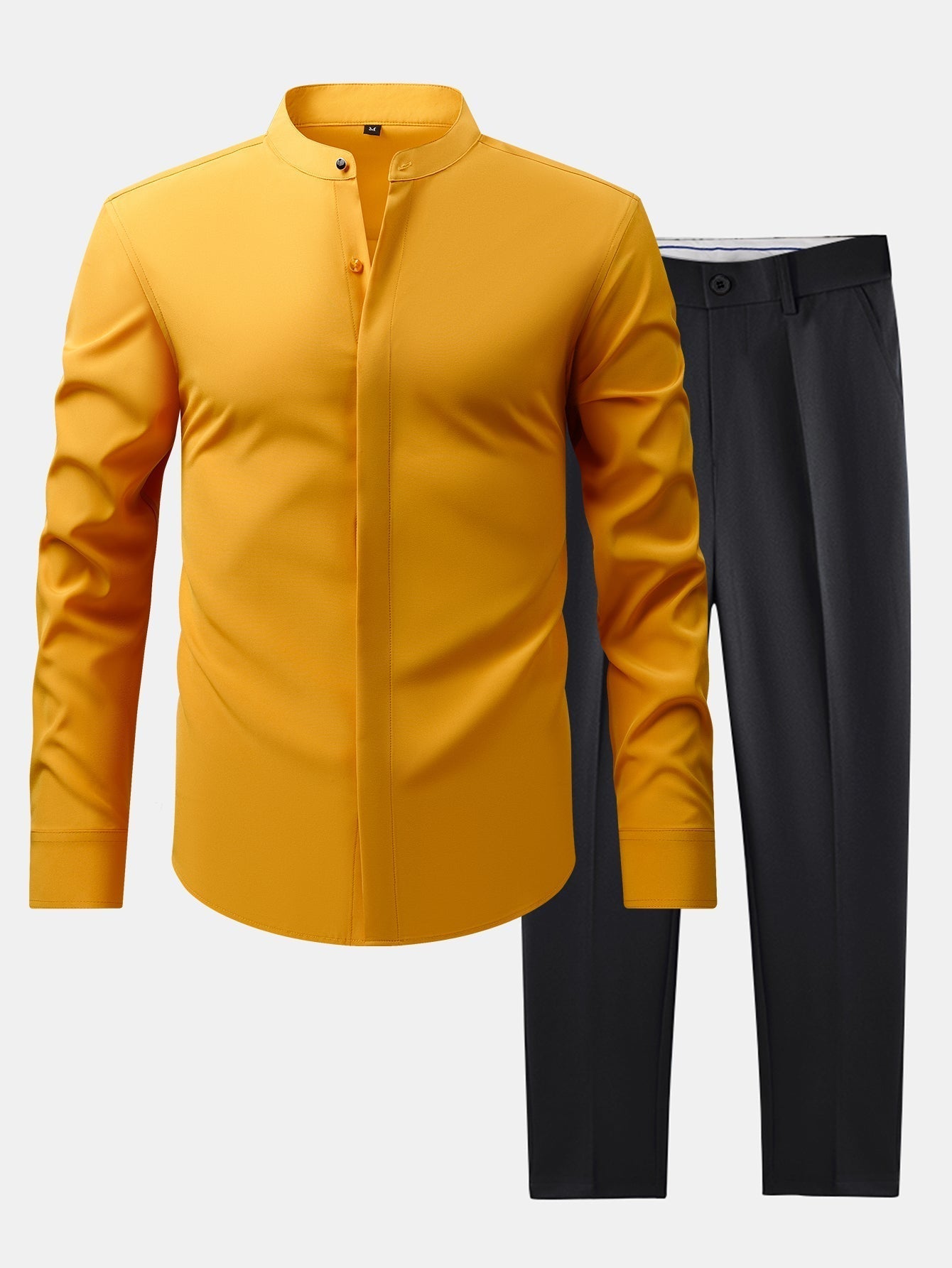 Nathaniel | HIGH NECK SHIRT & SLIM FIT FLARED LEG PANTS