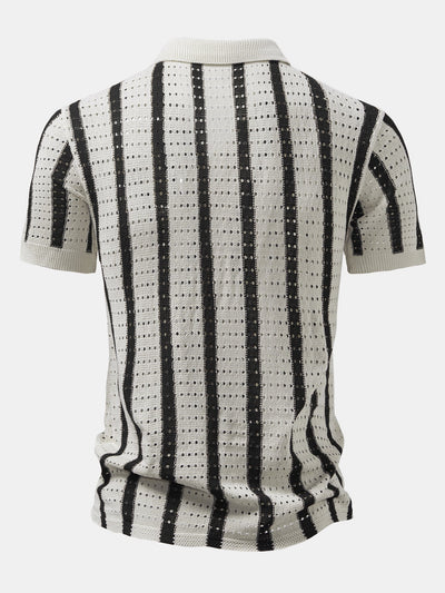 Pedro | STRIPED SHIRT WITH KNITTED EYELET & STRAIGHT LEG LINEN PANTS