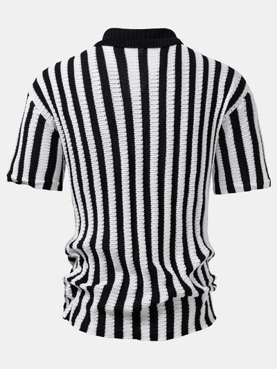 Neal | Crochet Stripe Gradient Shoulder Shirt & Straight Leg Linen Pants