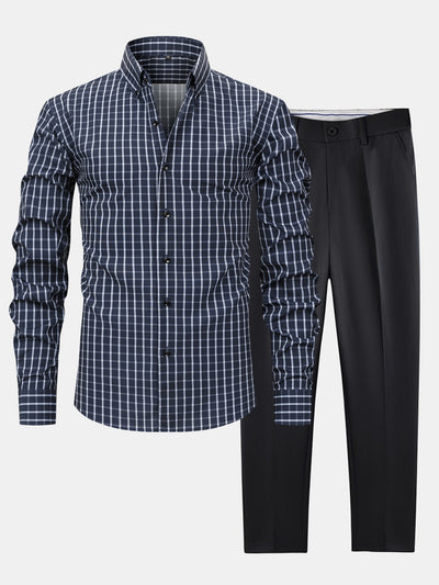 Nelson | Long-sleeved plaid button-down shirt & slim-fit skinny leg pants