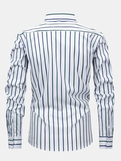 Orlando | STRIPED BUTTON-DOWN LONG-SLEEVE SHIRT & SLIM-FIT FLARED-LEG PANTS