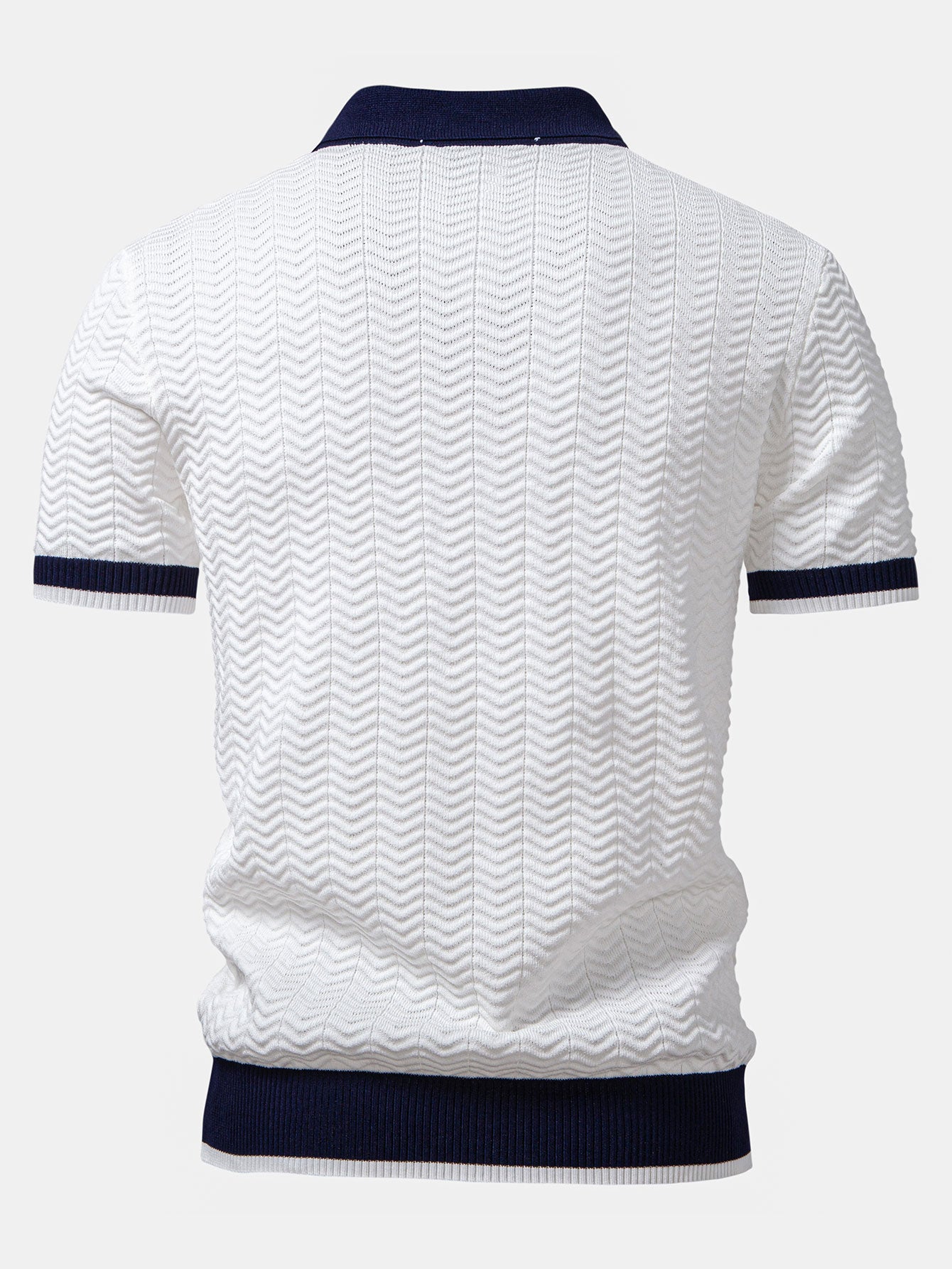 Claudio | V-NECK KNIT POLO SHIRT WITH TEXTURE CONTRAST & SLIM FIT PANTS