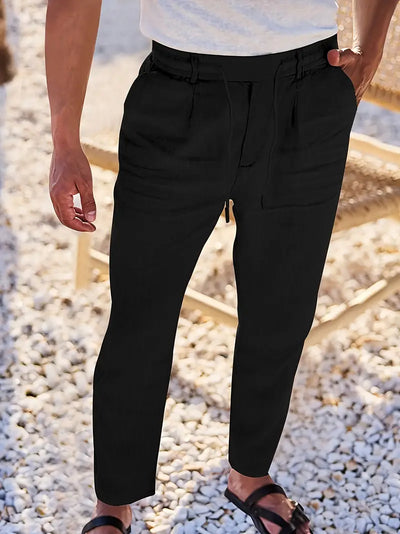 Yves | WIDE-LEG LINEN PANTS WITH DRAWSTRING