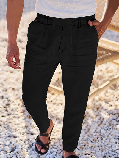 Yves | WIDE-LEG LINEN PANTS WITH DRAWSTRING