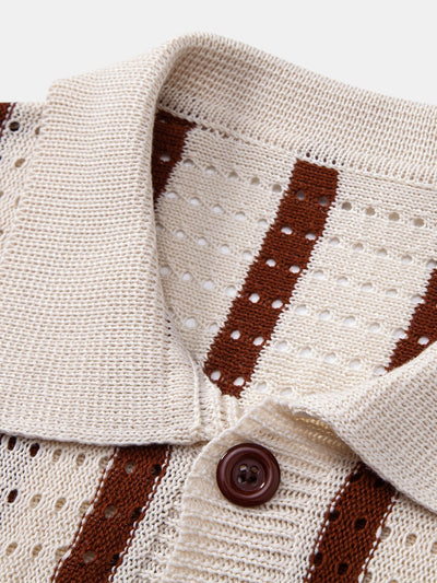 Pedro | STRIPED SHIRT WITH KNITTED EYELET & STRAIGHT LEG LINEN PANTS