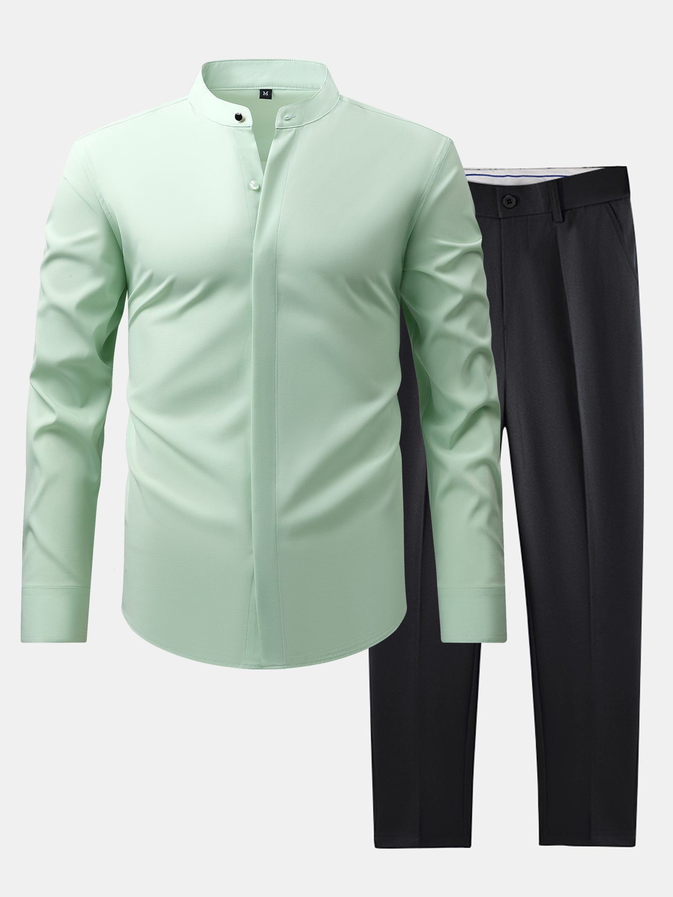 Nathaniel | HIGH NECK SHIRT & SLIM FIT FLARED LEG PANTS