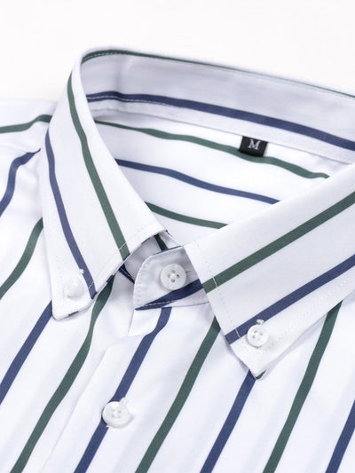 Orlando | STRIPED BUTTON-DOWN LONG-SLEEVE SHIRT & SLIM-FIT FLARED-LEG PANTS