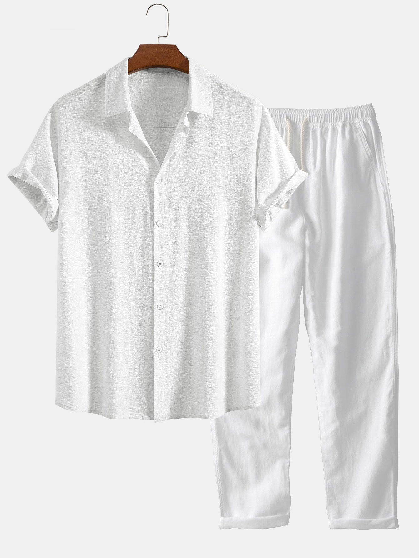 Darin | Linen and viscose blend shirt with buttons and straight linen pants