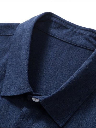 Darin | Linen and viscose blend shirt with buttons and straight linen pants
