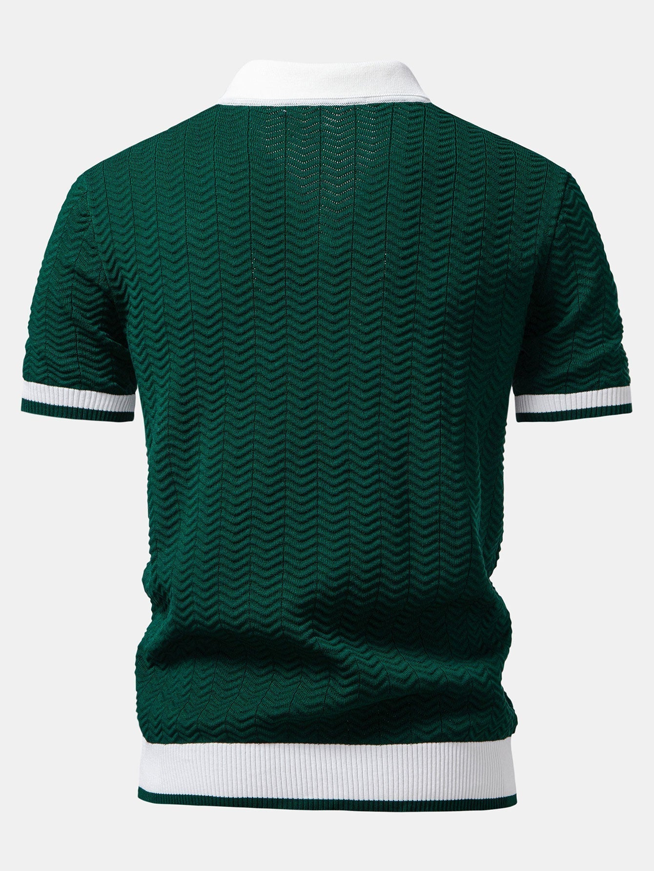 Claudio | V-NECK KNIT POLO SHIRT WITH TEXTURE CONTRAST & SLIM FIT PANTS