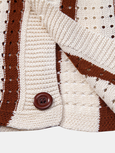 Pedro | STRIPED SHIRT WITH KNITTED EYELET & STRAIGHT LEG LINEN PANTS