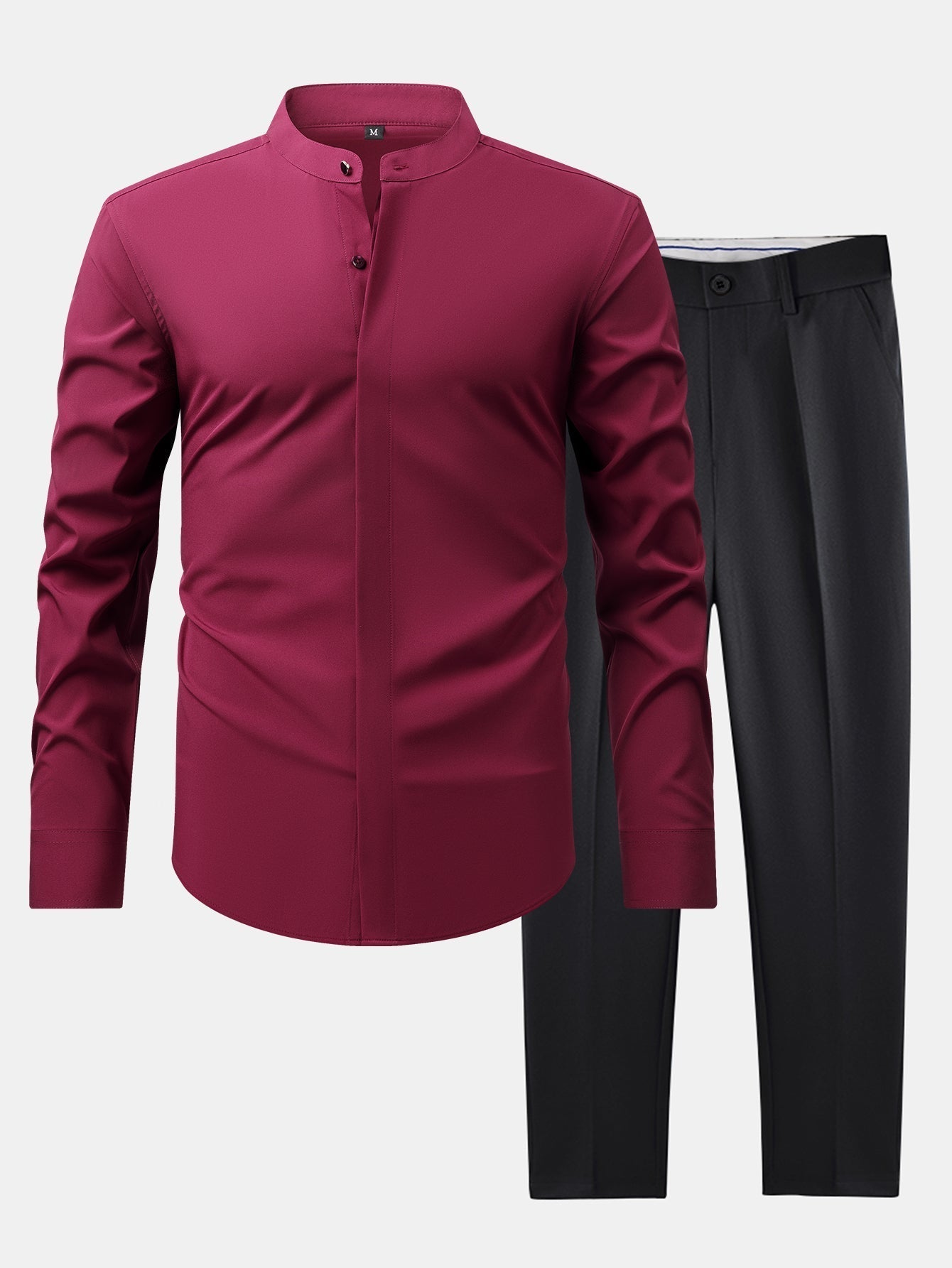Nathaniel | HIGH NECK SHIRT & SLIM FIT FLARED LEG PANTS