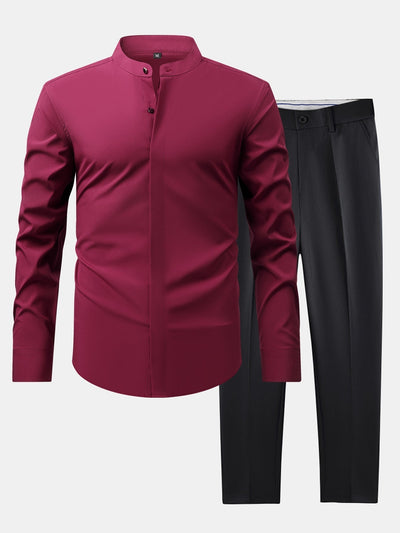 Nathaniel | HIGH NECK SHIRT & SLIM FIT FLARED LEG PANTS