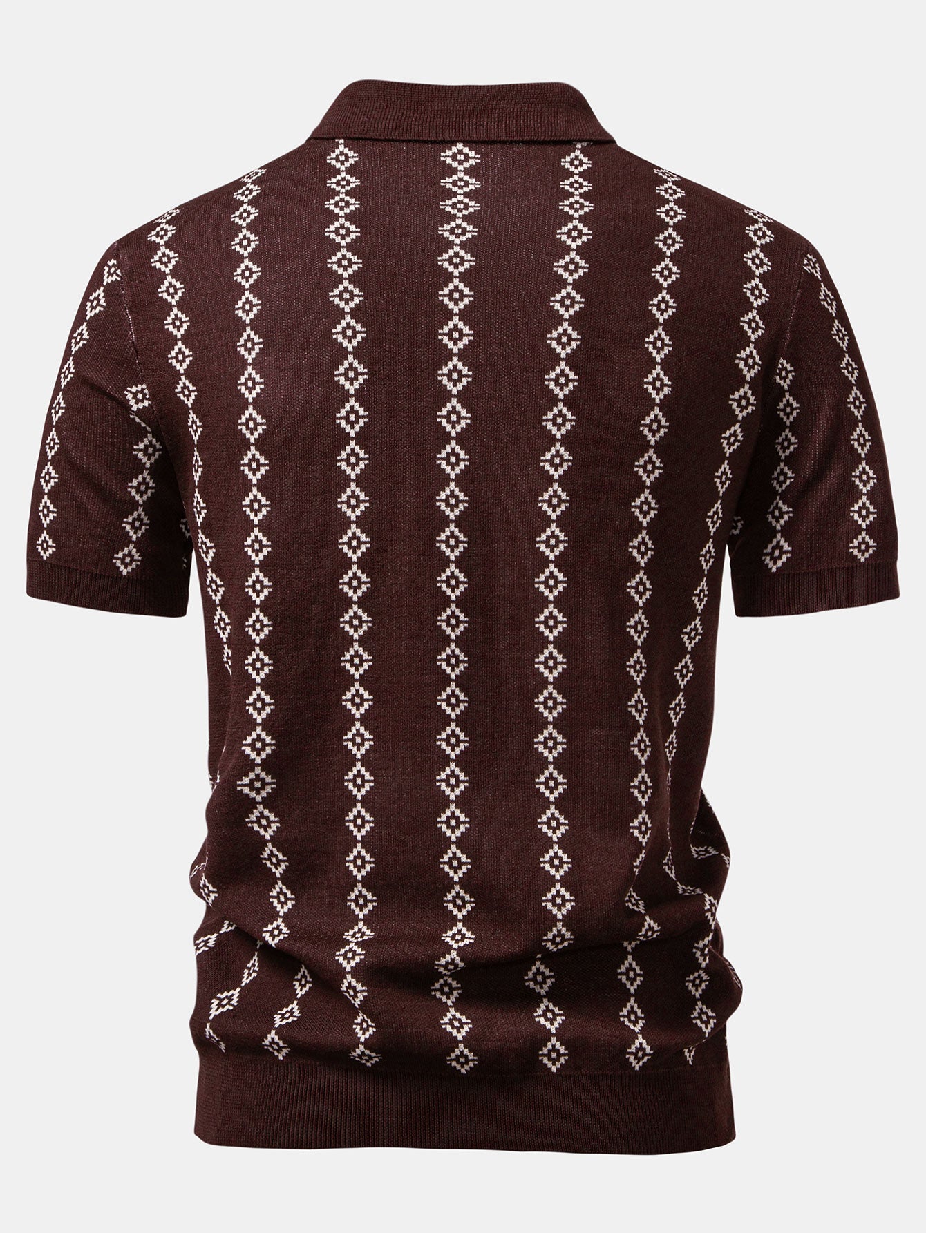 Emilio | GEOMETRIC KNIT V-NECK POLO SHIRT