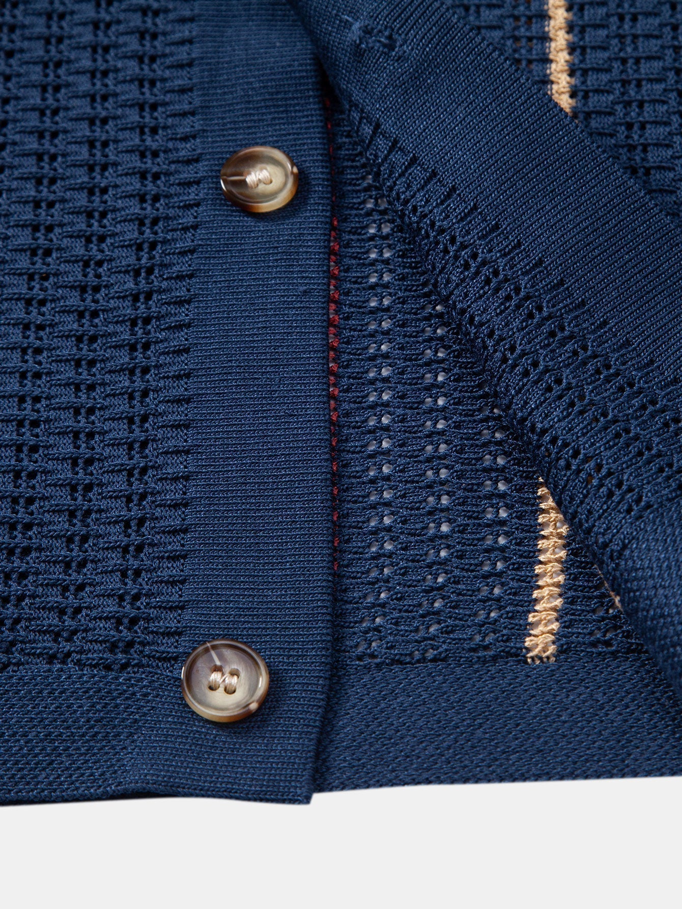 Oscar | CROCHET STRIPED SHIRT WITH BUTTONS & STRAIGHT LEG LINEN PANTS