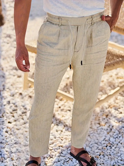 Yves | WIDE-LEG LINEN PANTS WITH DRAWSTRING