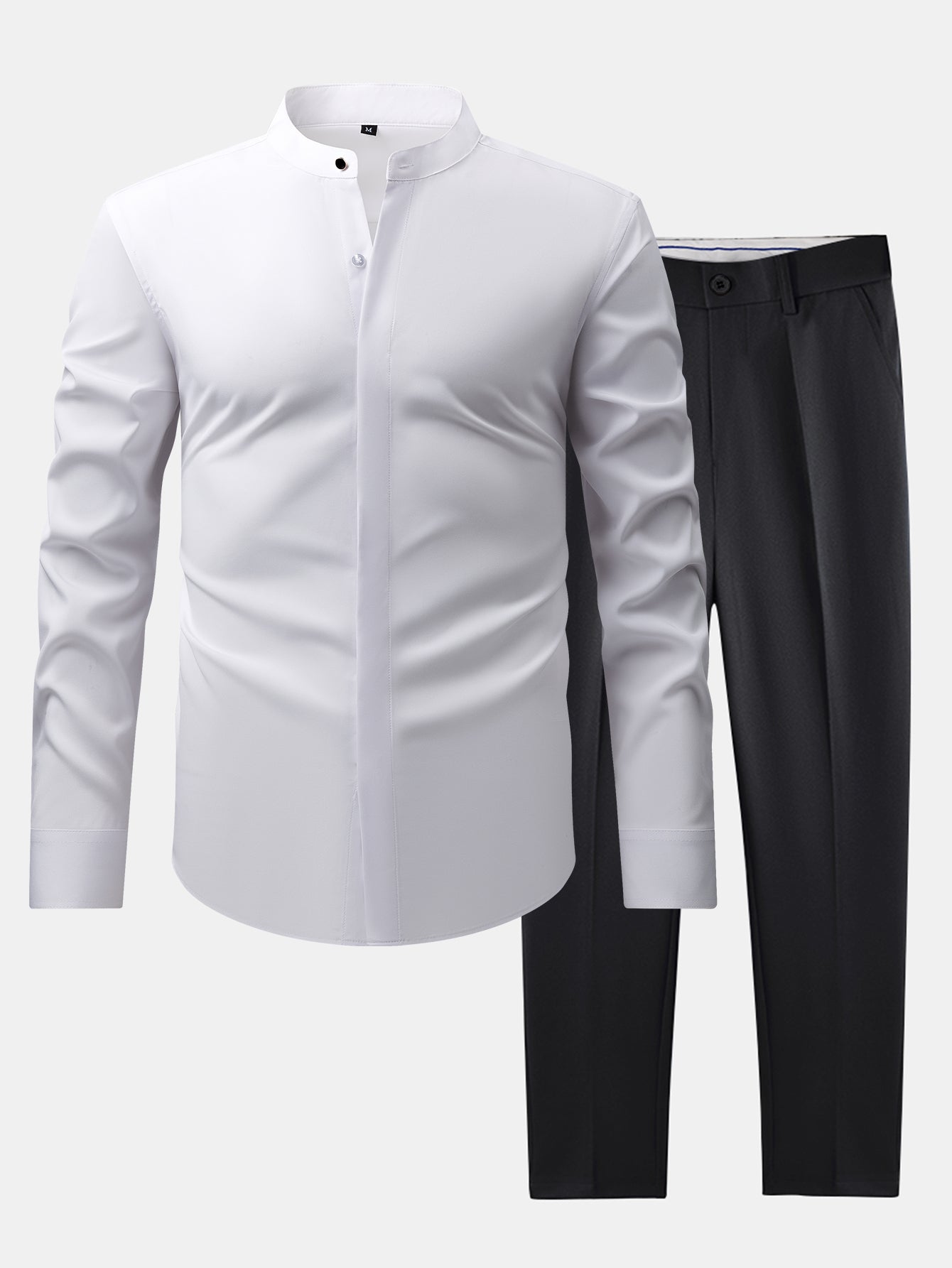 Nathaniel | HIGH NECK SHIRT & SLIM FIT FLARED LEG PANTS