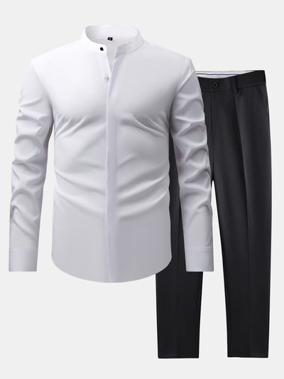 Nathaniel | HIGH NECK SHIRT & SLIM FIT FLARED LEG PANTS