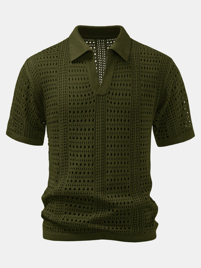 Dario | POLO WITH V IN CROCHET & PANTALONI IN LINO WITH GAMBA DRITTA