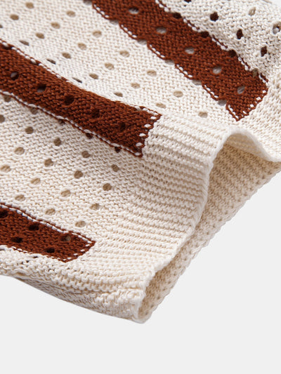 Pedro | STRIPED SHIRT WITH KNITTED EYELET & STRAIGHT LEG LINEN PANTS