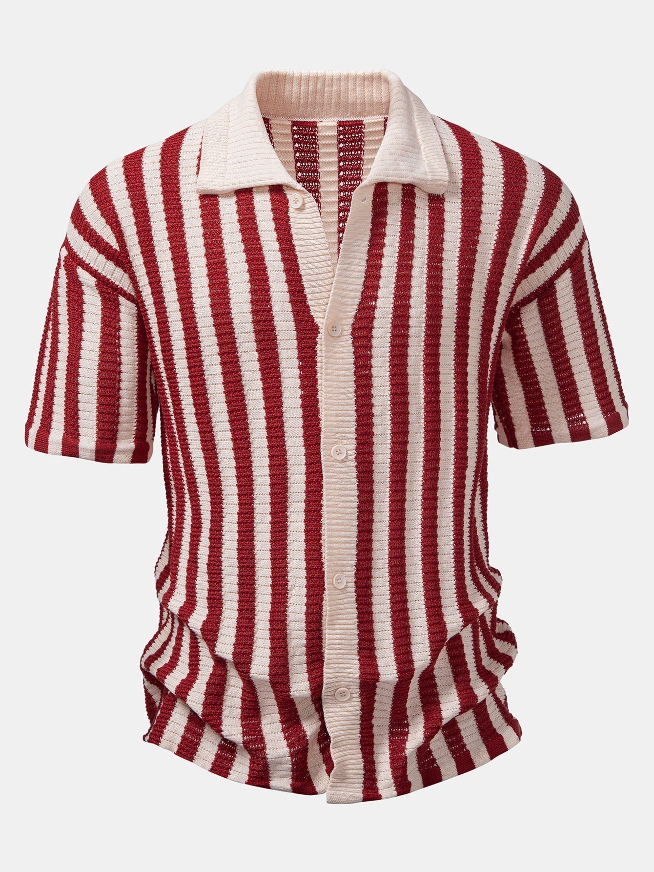 Neal | Crochet Stripe Gradient Shoulder Shirt & Straight Leg Linen Pants