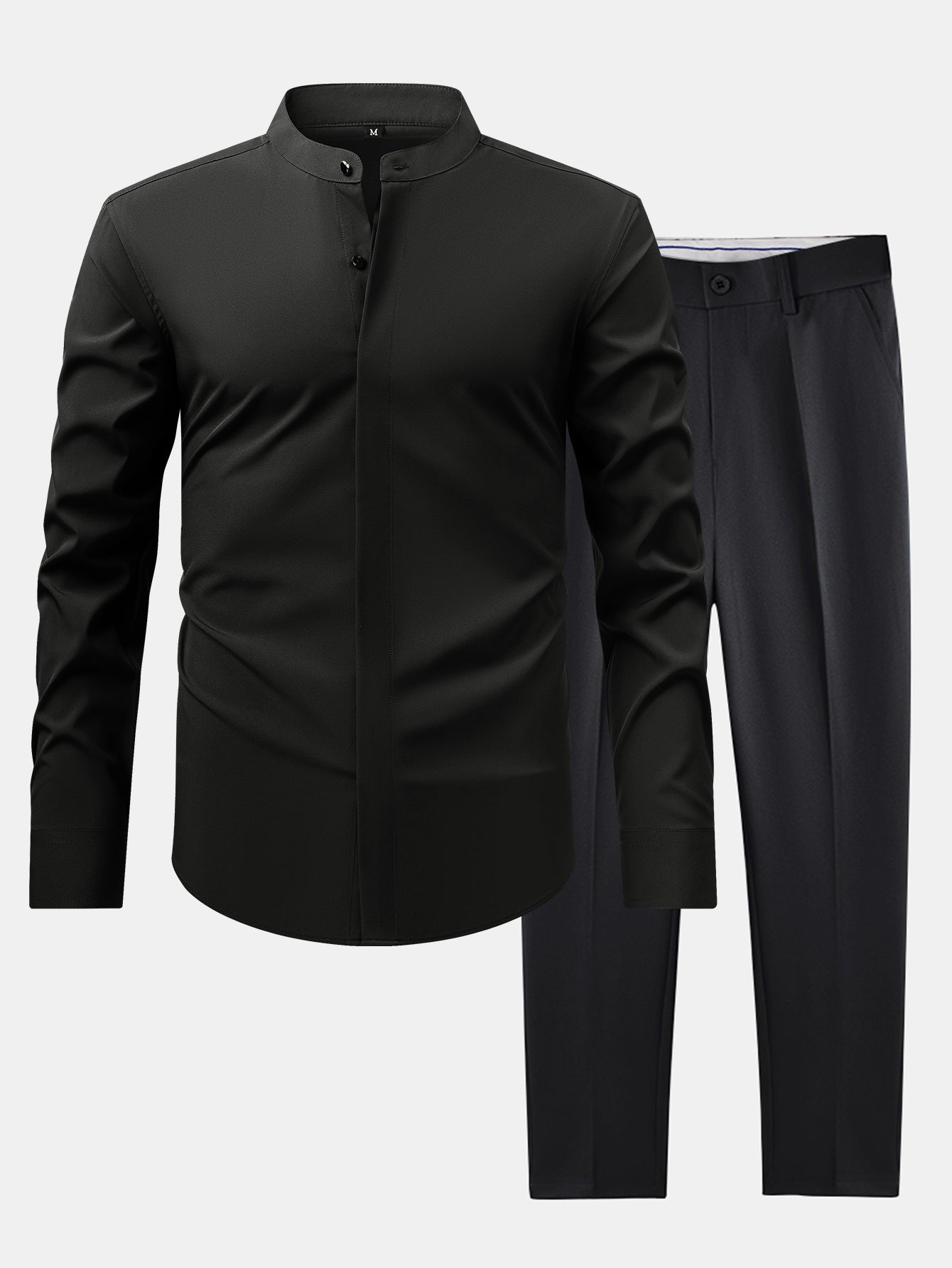 Nathaniel | HIGH NECK SHIRT & SLIM FIT FLARED LEG PANTS