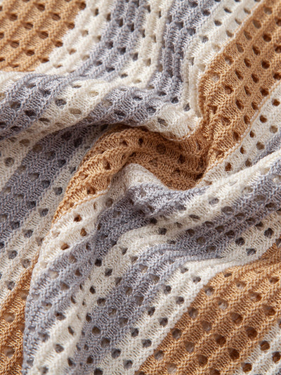 Pat | STRIPED SHIRT WITH CROCHET EYELETS