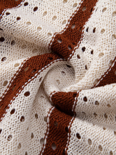 Pedro | STRIPED SHIRT WITH KNITTED EYELET & STRAIGHT LEG LINEN PANTS