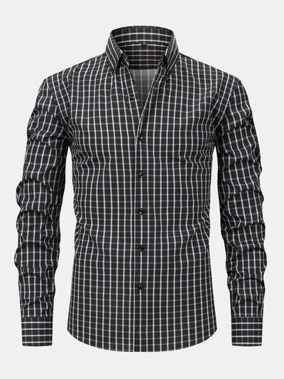 Neil | Long-sleeved plaid shirt with buttons