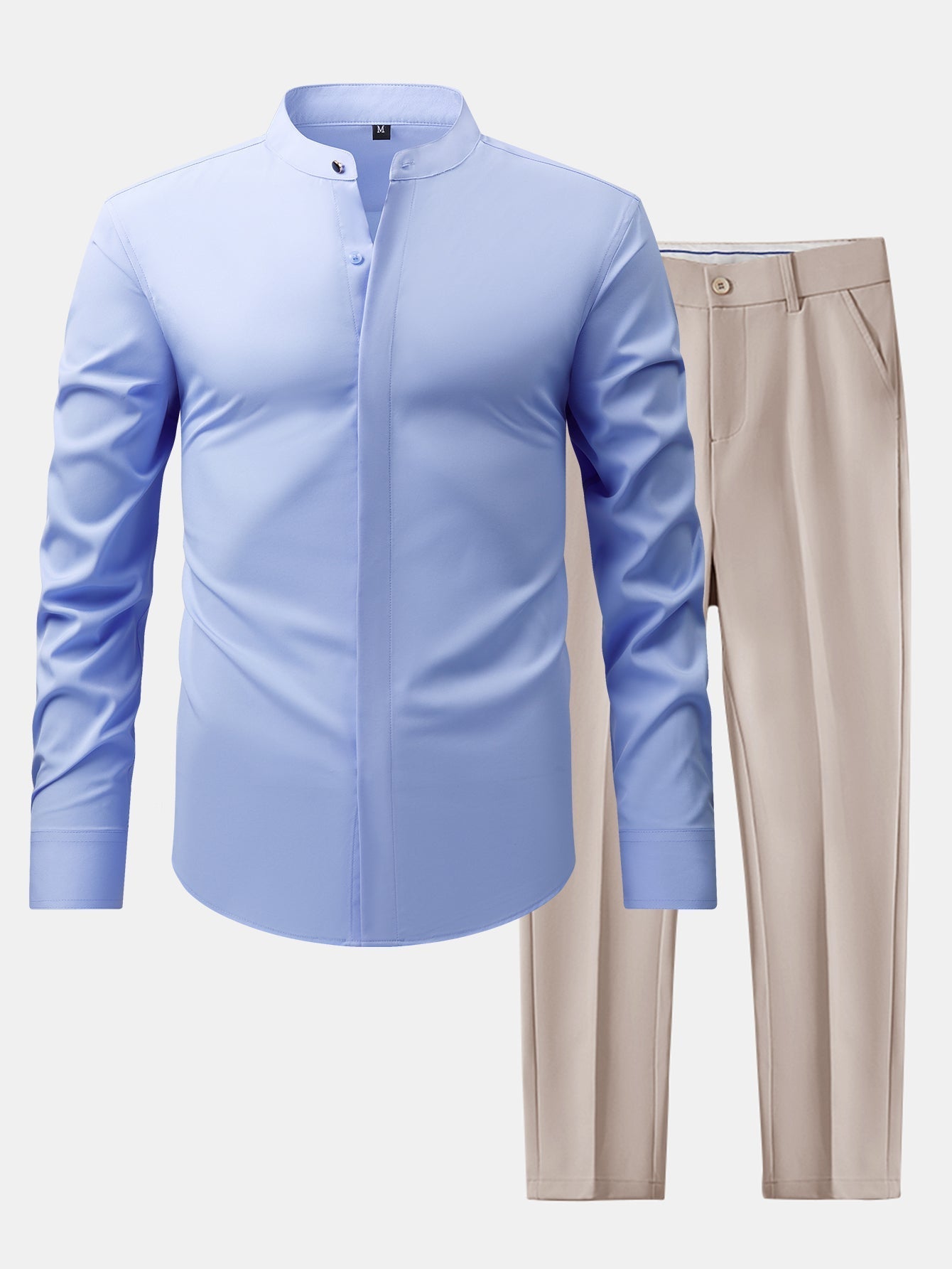 Nathaniel | HIGH NECK SHIRT & SLIM FIT FLARED LEG PANTS