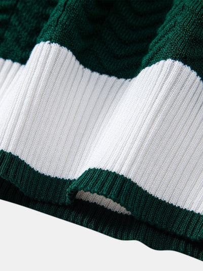 Claudio | V-NECK KNIT POLO SHIRT WITH TEXTURE CONTRAST & SLIM FIT PANTS