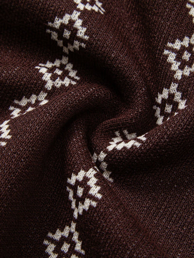 Emilio | GEOMETRIC KNIT V-NECK POLO SHIRT