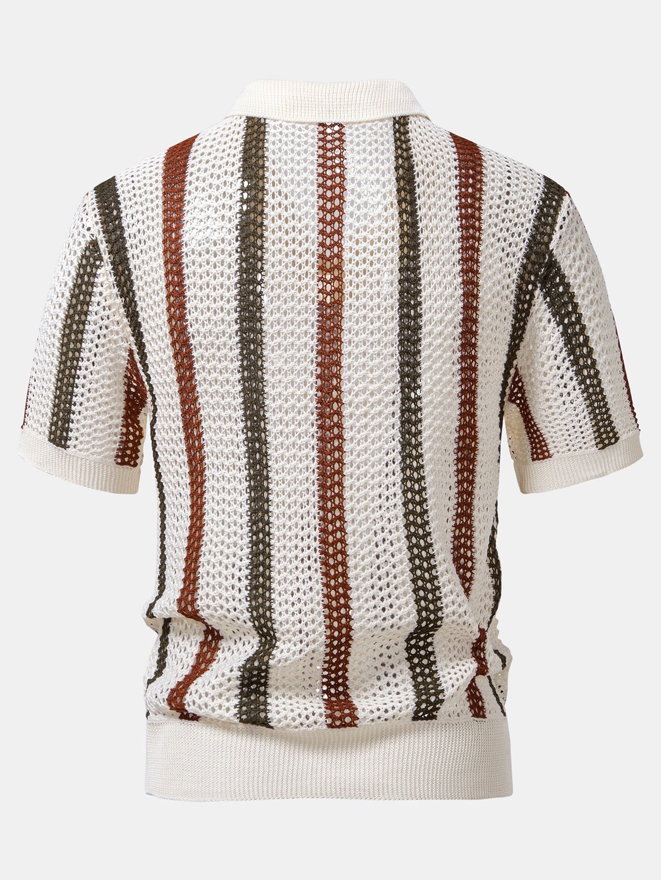 Cristian | Crocheted Striped V-Neck Polo Shirt