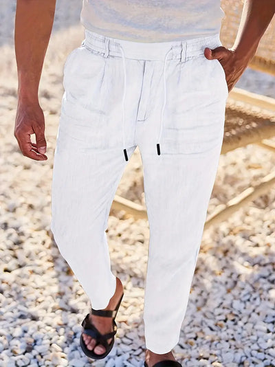 Yves | WIDE-LEG LINEN PANTS WITH DRAWSTRING