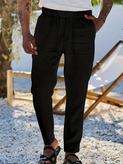 Yves | WIDE-LEG LINEN PANTS WITH DRAWSTRING