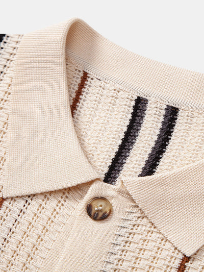 Oscar | CROCHET STRIPED SHIRT WITH BUTTONS & STRAIGHT LEG LINEN PANTS