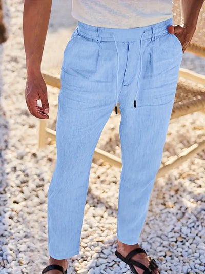 Yves | WIDE-LEG LINEN PANTS WITH DRAWSTRING