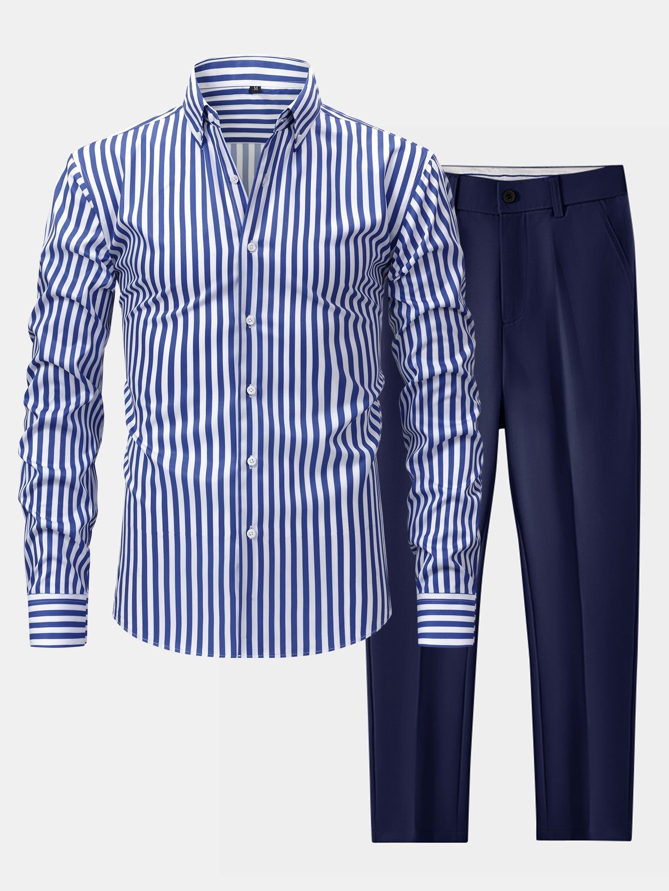 Norman | STRIPED LONG SLEEVE BUTTON-DOWN SHIRT & SLIM FIT WIDE LEG PANTS
