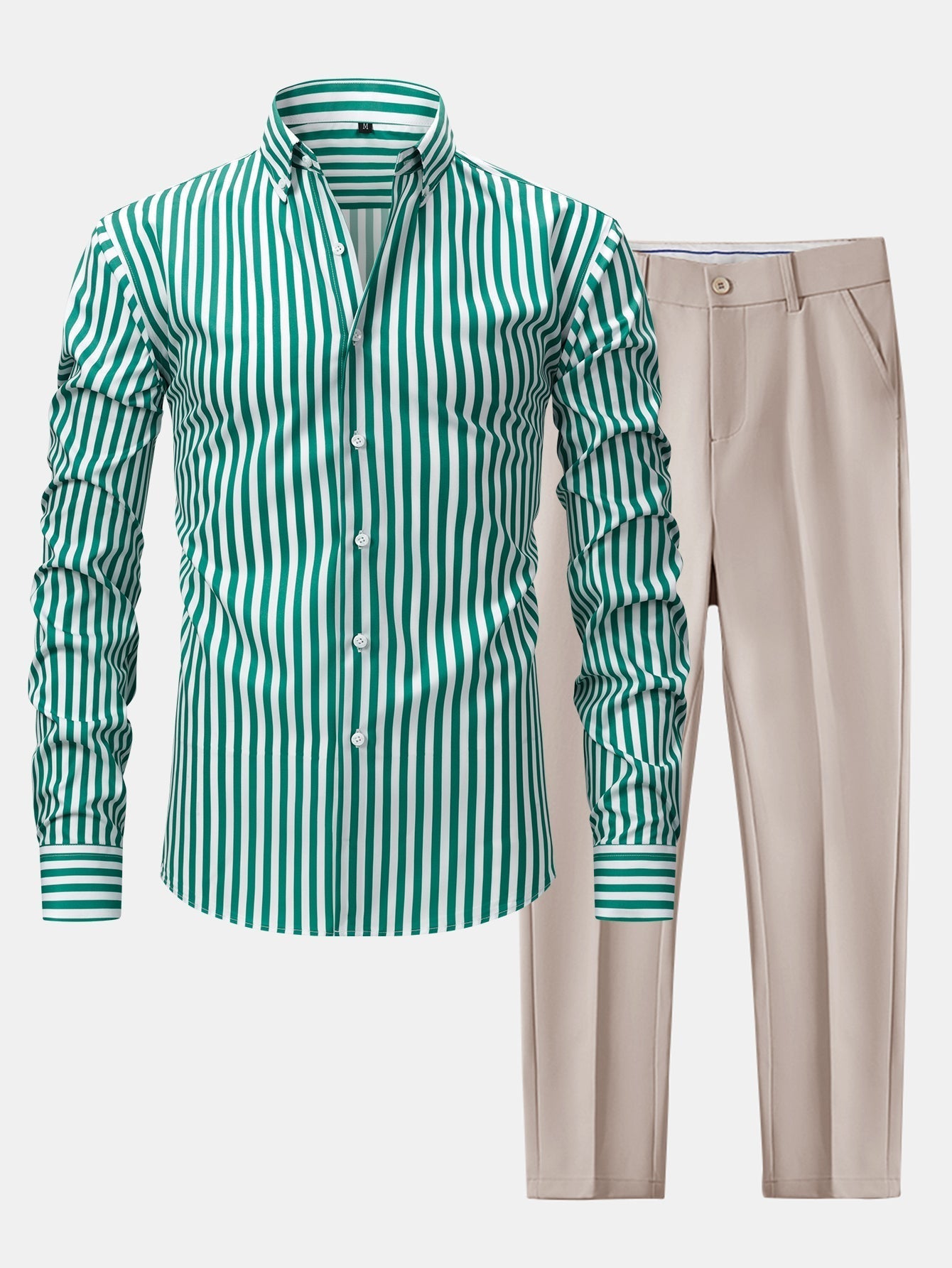 Norman | STRIPED LONG SLEEVE BUTTON-DOWN SHIRT & SLIM FIT WIDE LEG PANTS